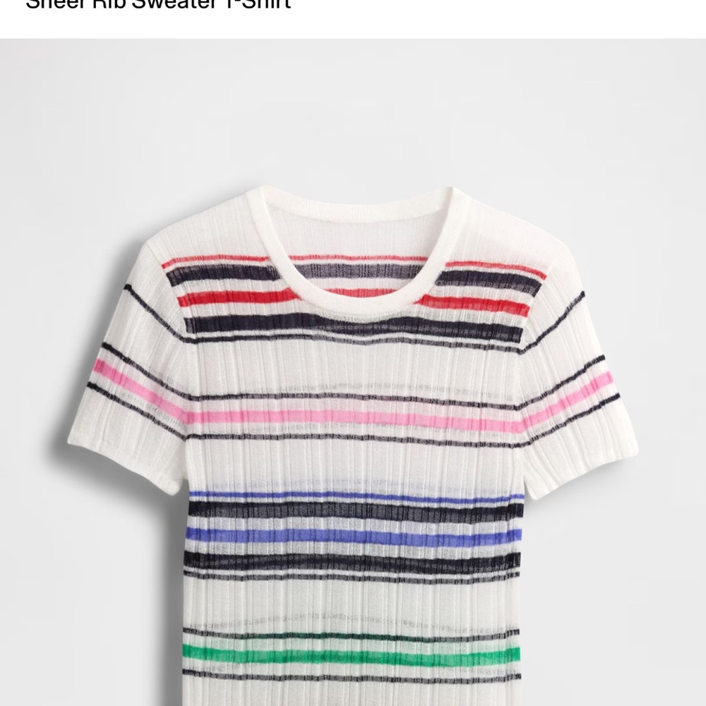 Striped Sheer Rib T-Shirt - Picture 2 of 4